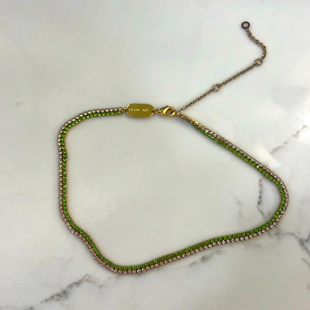 Emma pills lime and white rhinestone choker